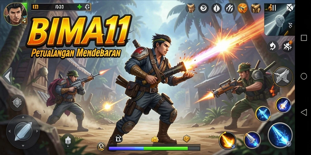 Tampilan gameplay BIMA11 dengan aksi seru dan mendebarkan.