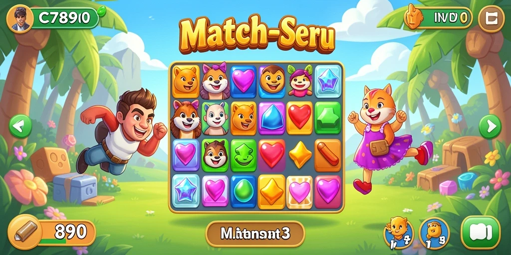 Tangkapan layar C7890 menampilkan gameplay Match-3 yang menarik.