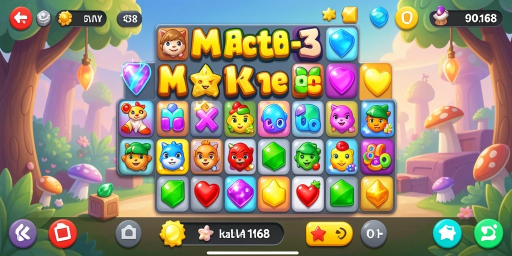 Tampilan gameplay seru CANVA168 saat menyelesaikan level Match-3.