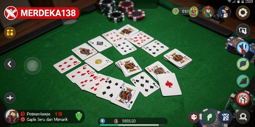 Tampilan screenshot MERDEKA138 dengan gameplay Gaple yang menarik.